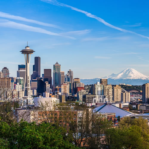 Seattle and Mt Rainier