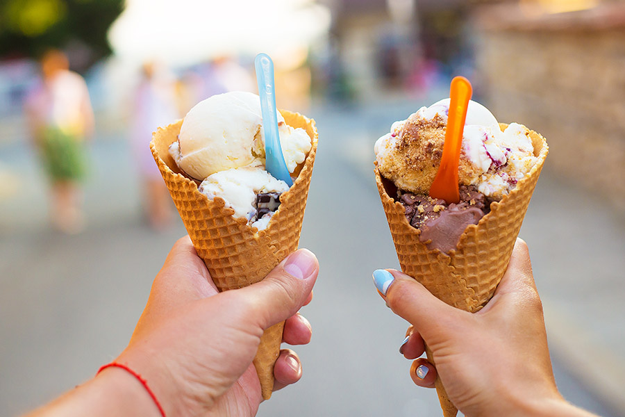two ice crema cones
