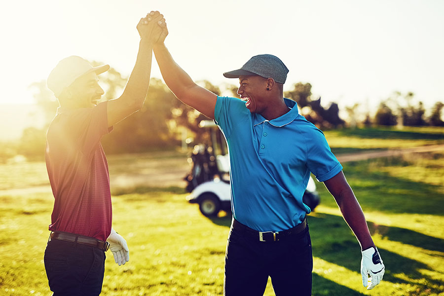 two men on golf course
