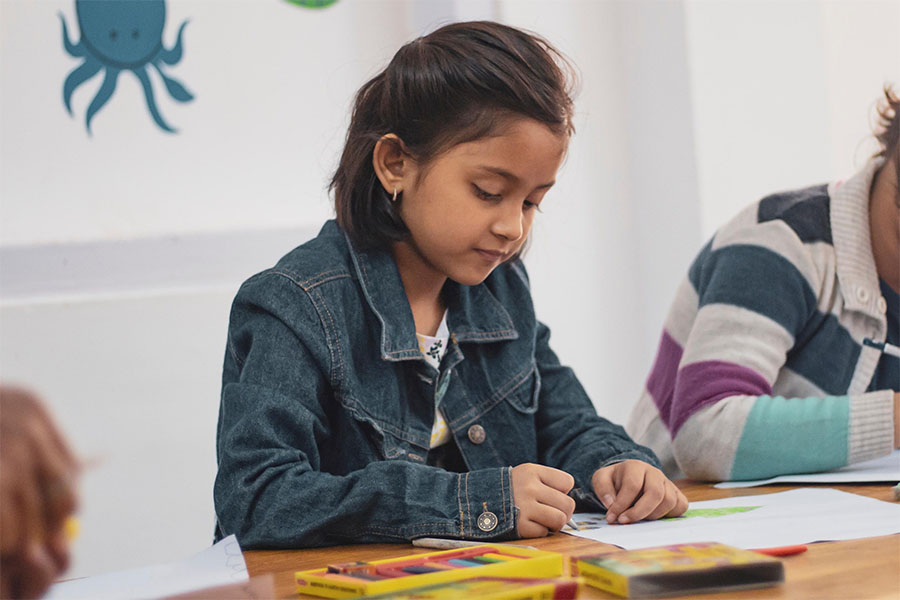 young girl at school